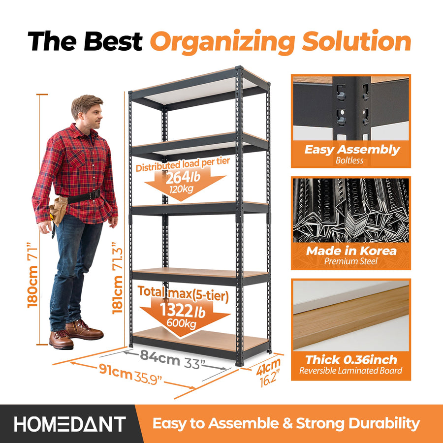 HOMEDANT adjustable metal storage shelving unit