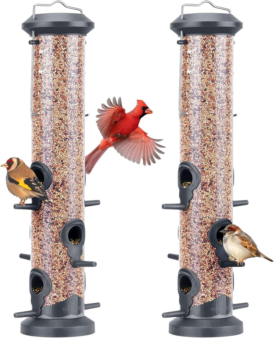 Kingsyard two-pack weatherproof tube bird feeders in black
